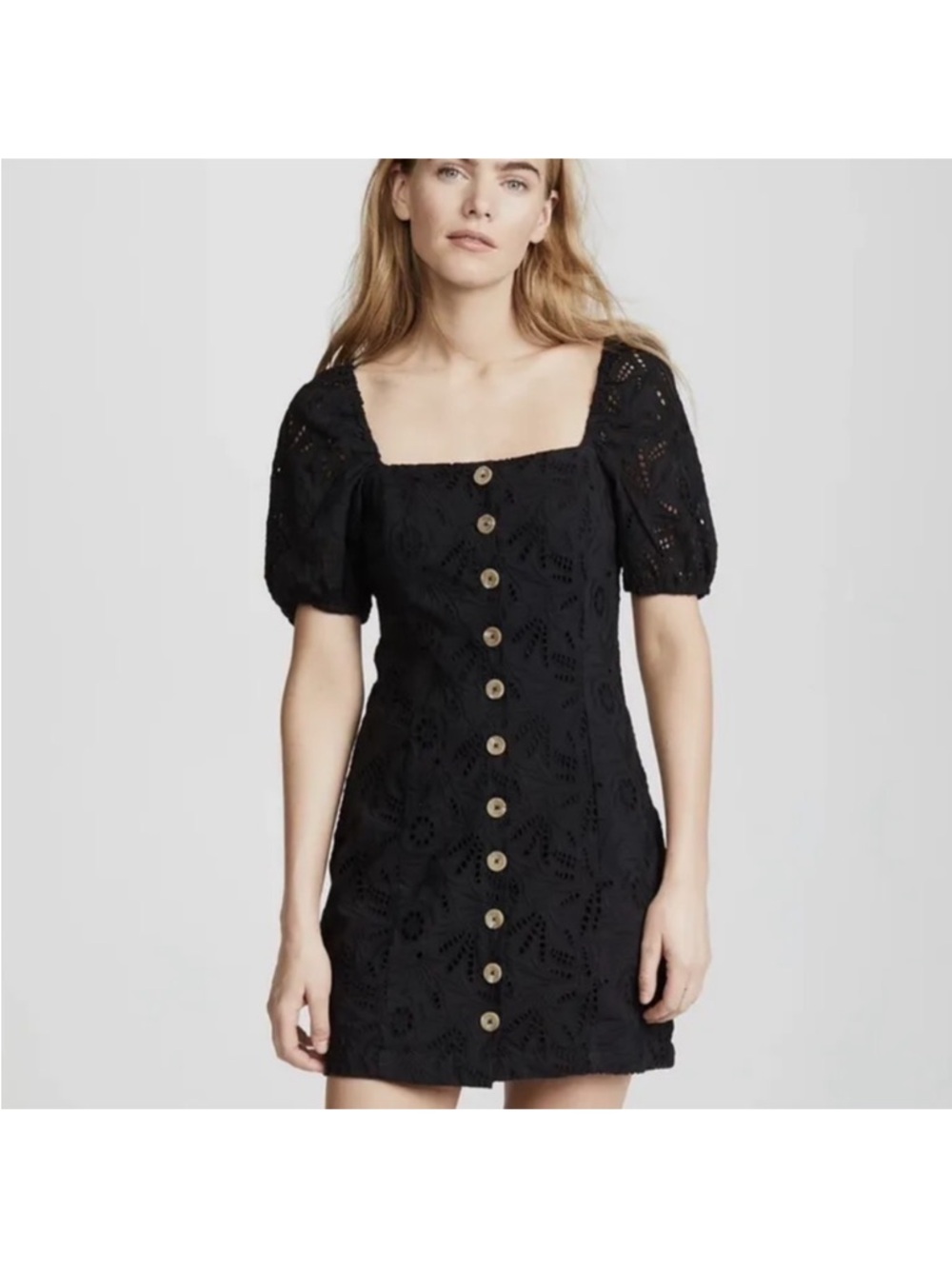 Free people Black Eyelet Button-Front Kids Dress